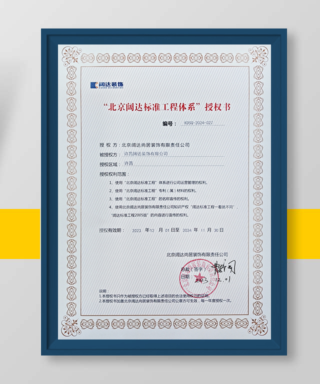 阔达授权证书